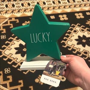 Rae Dunn Green Star with 'Lucky' Text